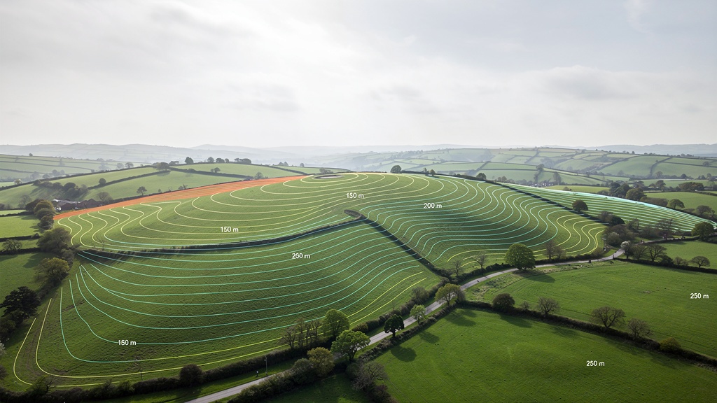 What is a topographical survey — aerial UK countryside with contour overlay